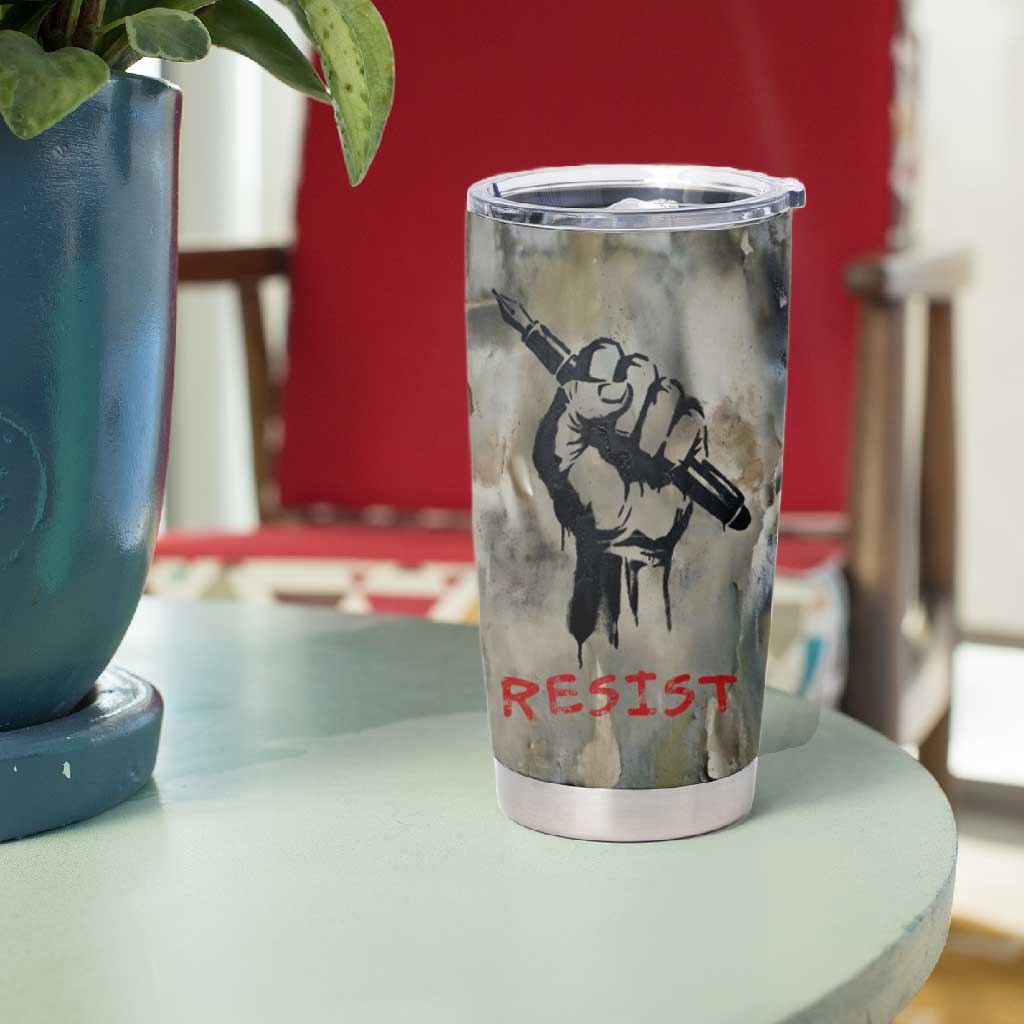 Ngugi wa Thiong O Tumbler Cup Graffiti Resist Statement Ink Pen Revolution Fist Literary Activism - African Pride