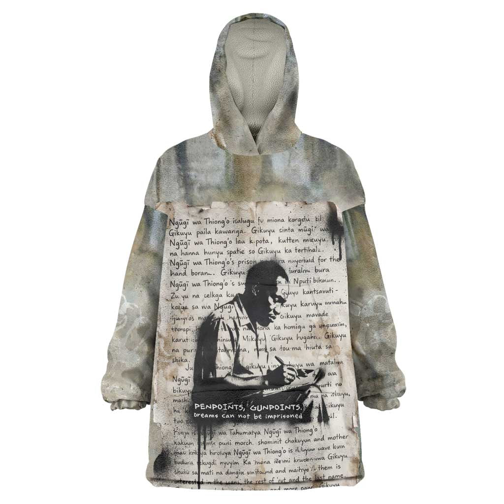 Ngugi wa Thiong O Wearable Blanket Hoodie Graffiti Resist Statement Ink Pen Revolution Fist Literary Activism - African Pride
