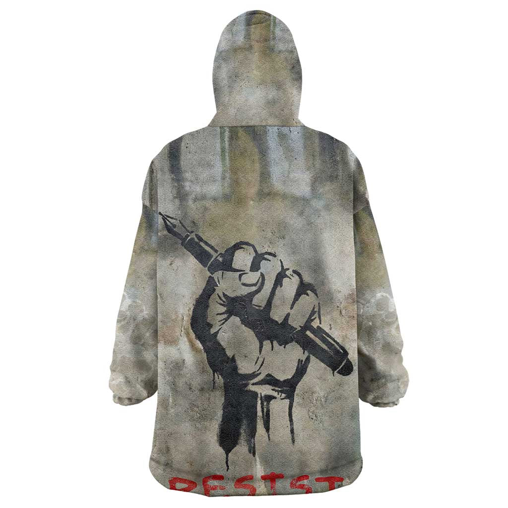 Ngugi wa Thiong O Wearable Blanket Hoodie Graffiti Resist Statement Ink Pen Revolution Fist Literary Activism - African Pride