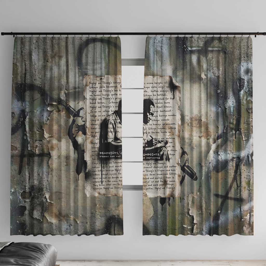 Ngugi wa Thiong O Window Curtain Graffiti Resist Statement Ink Pen Revolution Fist Literary Activism - African Pride