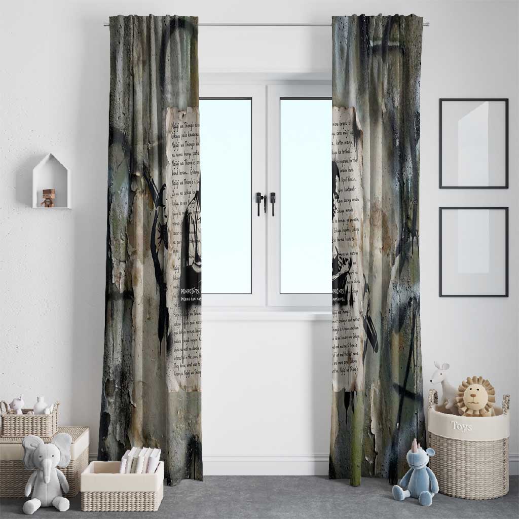 Ngugi wa Thiong O Window Curtain Graffiti Resist Statement Ink Pen Revolution Fist Literary Activism - African Pride