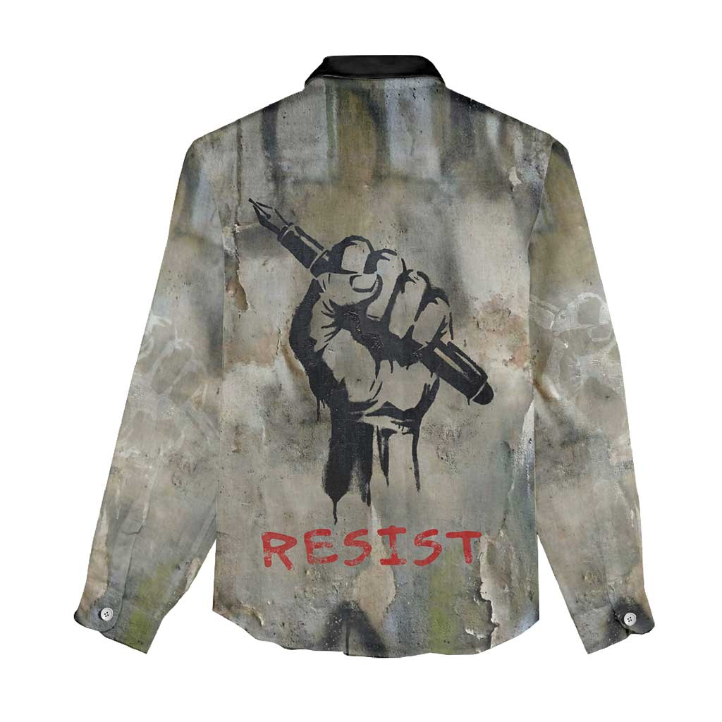 Ngugi wa Thiong O Women Casual Shirt Graffiti Resist Statement Ink Pen Revolution Fist Literary Activism - African Pride