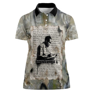 Ngugi wa Thiong O Women Polo Shirt Graffiti Resist Statement Ink Pen Revolution Fist Literary Activism - African Pride