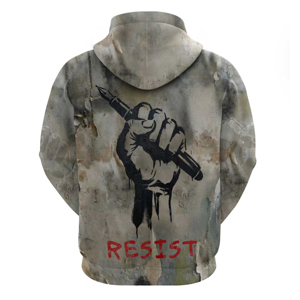 Ngugi wa Thiong O Zip Hoodie Graffiti Resist Statement Ink Pen Revolution Fist Literary Activism - African Pride