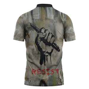 Ngugi wa Thiong O Zipper Polo Shirt Graffiti Resist Statement Ink Pen Revolution Fist Literary Activism - African Pride