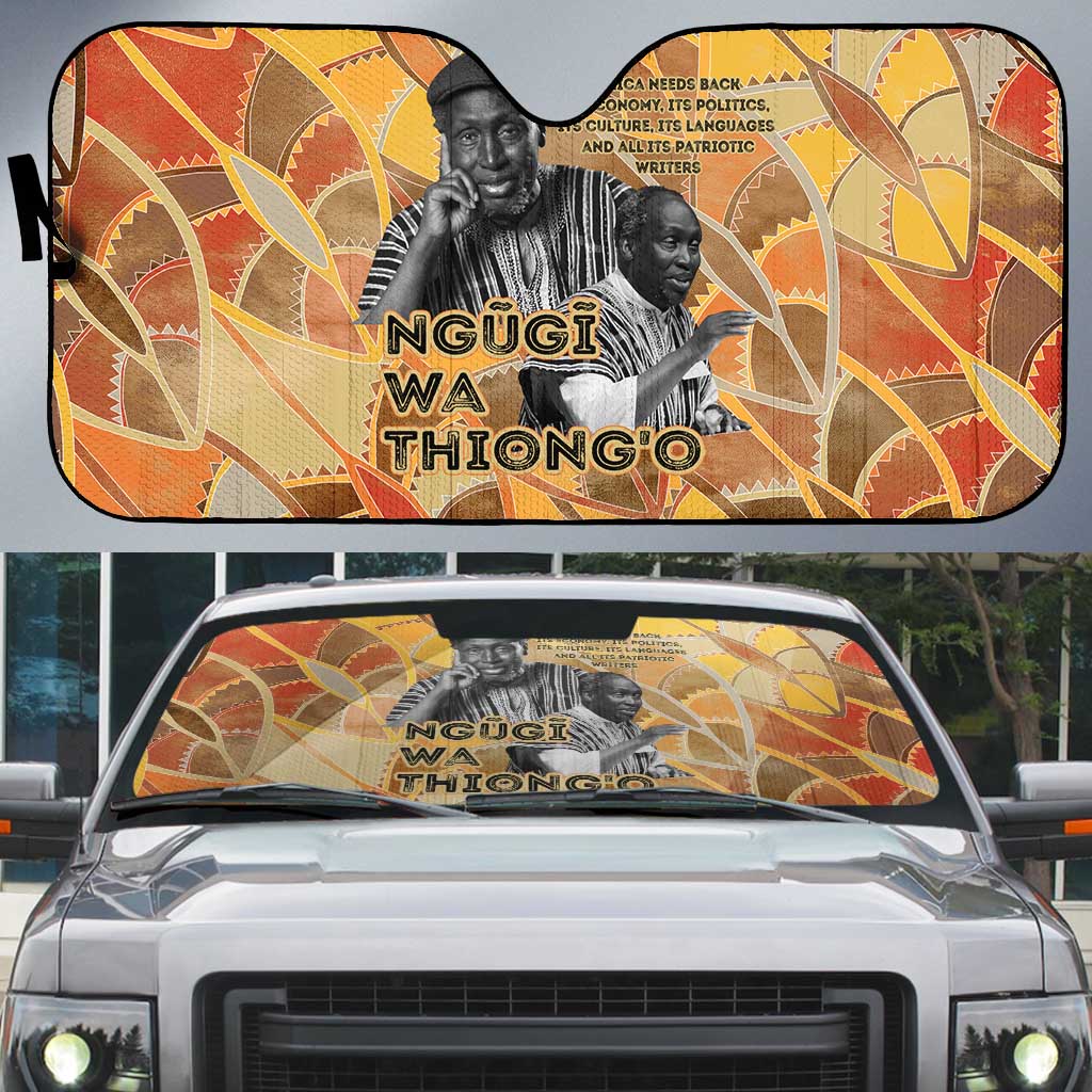 Ngugi wa Thiong O Auto Sun Shade African Literary Icon Portrait Cultural Revival - African Pride