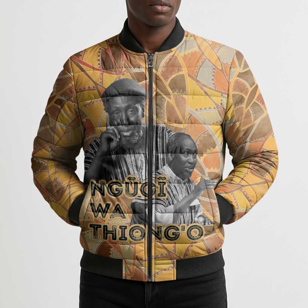 Ngugi wa Thiong O Bomber Puffer Jacket African Literary Icon Portrait Cultural Revival - African Pride