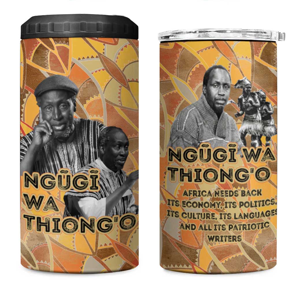 Ngugi wa Thiong O 4 in 1 Can Cooler Tumbler African Literary Icon Portrait Cultural Revival - African Pride
