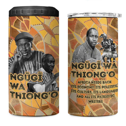 Ngugi wa Thiong O 4 in 1 Can Cooler Tumbler African Literary Icon Portrait Cultural Revival - African Pride