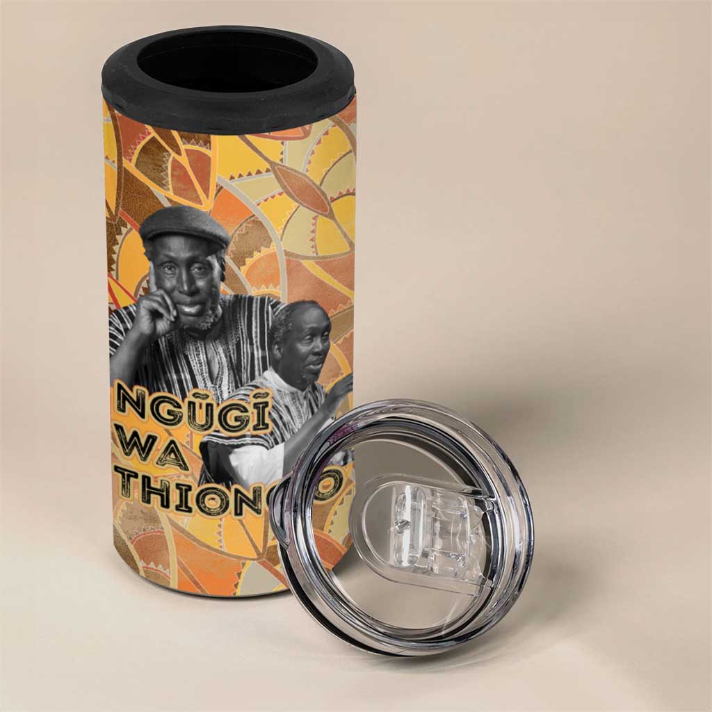 Ngugi wa Thiong O 4 in 1 Can Cooler Tumbler African Literary Icon Portrait Cultural Revival - African Pride