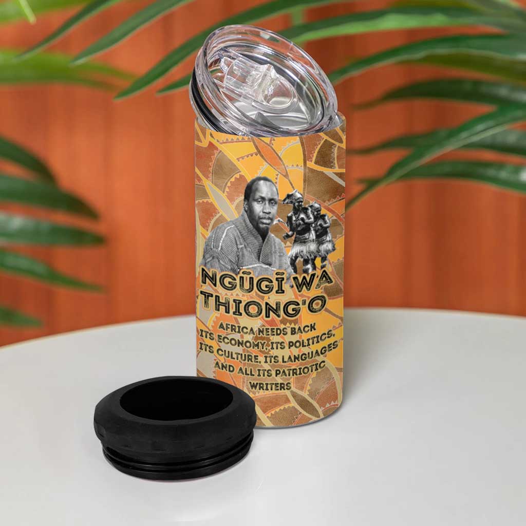 Ngugi wa Thiong O 4 in 1 Can Cooler Tumbler African Literary Icon Portrait Cultural Revival - African Pride