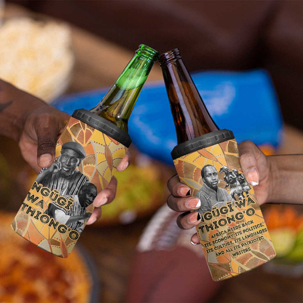 Ngugi wa Thiong O 4 in 1 Can Cooler Tumbler African Literary Icon Portrait Cultural Revival - African Pride