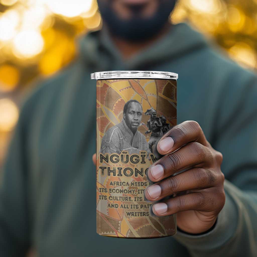 Ngugi wa Thiong O 4 in 1 Can Cooler Tumbler African Literary Icon Portrait Cultural Revival - African Pride