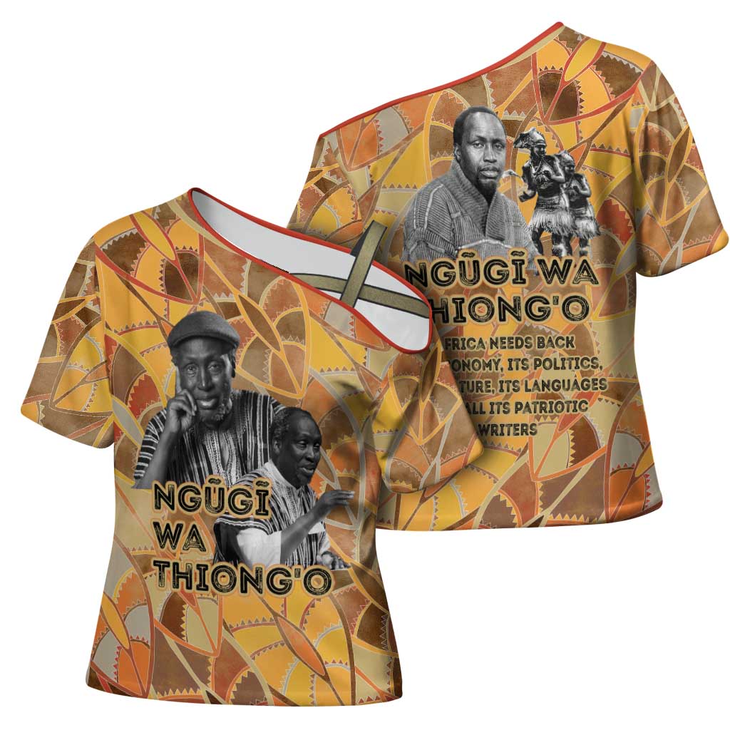 Ngugi wa Thiong O Cross Shoulder Shirt African Literary Icon Portrait Cultural Revival - African Pride