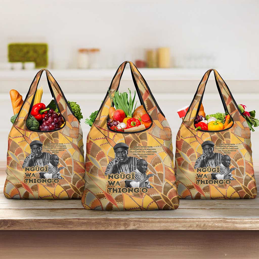 Ngugi wa Thiong O Grocery Bag African Literary Icon Portrait Cultural Revival - African Pride