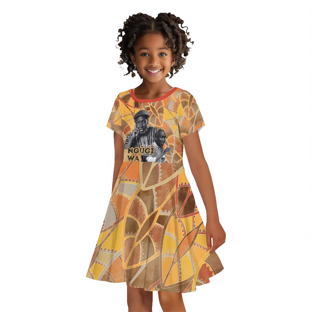 Ngugi wa Thiong O Kid Short Sleeve Dress African Literary Icon Portrait Cultural Revival - African Pride