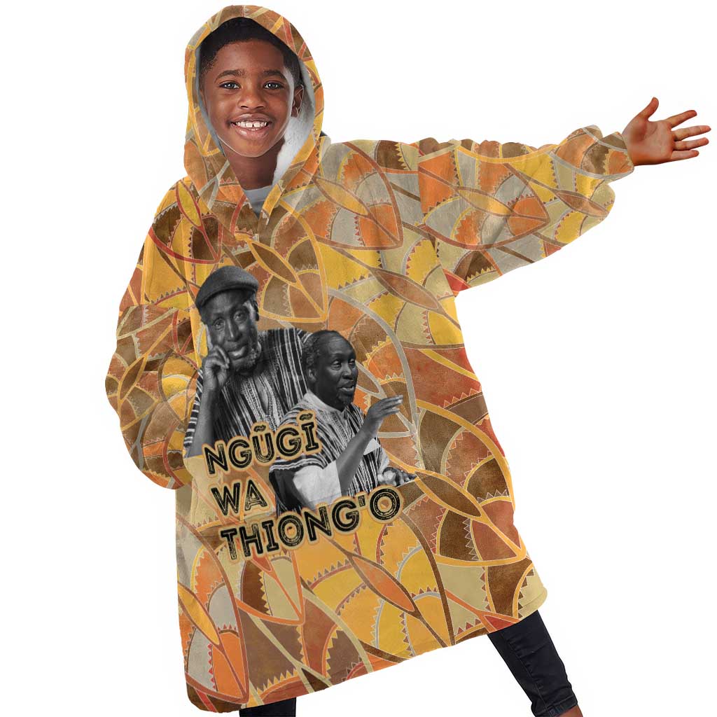 Ngugi wa Thiong O Kid Wearable Blanket Hoodie African Literary Icon Portrait Cultural Revival - African Pride