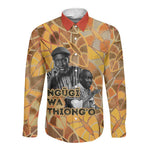Ngugi wa Thiong O Long Sleeve Button Shirt African Literary Icon Portrait Cultural Revival - African Pride