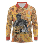 Ngugi wa Thiong O Long Sleeve Polo Shirt African Literary Icon Portrait Cultural Revival - African Pride