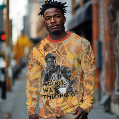 Ngugi wa Thiong O Long Sleeve Shirt African Literary Icon Portrait Cultural Revival - African Pride