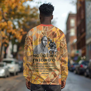 Ngugi wa Thiong O Long Sleeve Shirt African Literary Icon Portrait Cultural Revival - African Pride