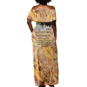 Ngugi wa Thiong O Off Shoulder Maxi Dress African Literary Icon Portrait Cultural Revival - African Pride