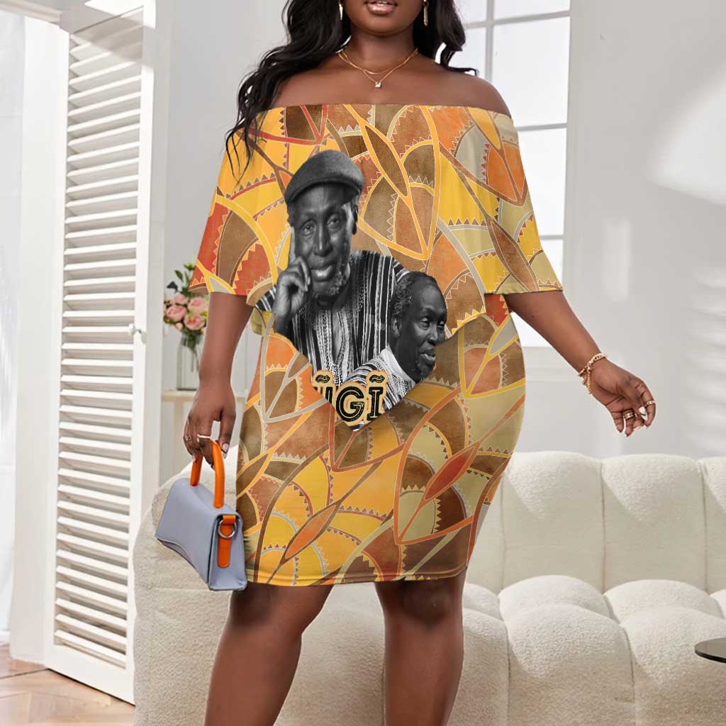 Ngugi wa Thiong O Off Shoulder Short Dress African Literary Icon Portrait Cultural Revival - African Pride