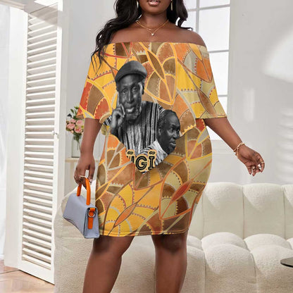 Ngugi wa Thiong O Off Shoulder Short Dress African Literary Icon Portrait Cultural Revival - African Pride