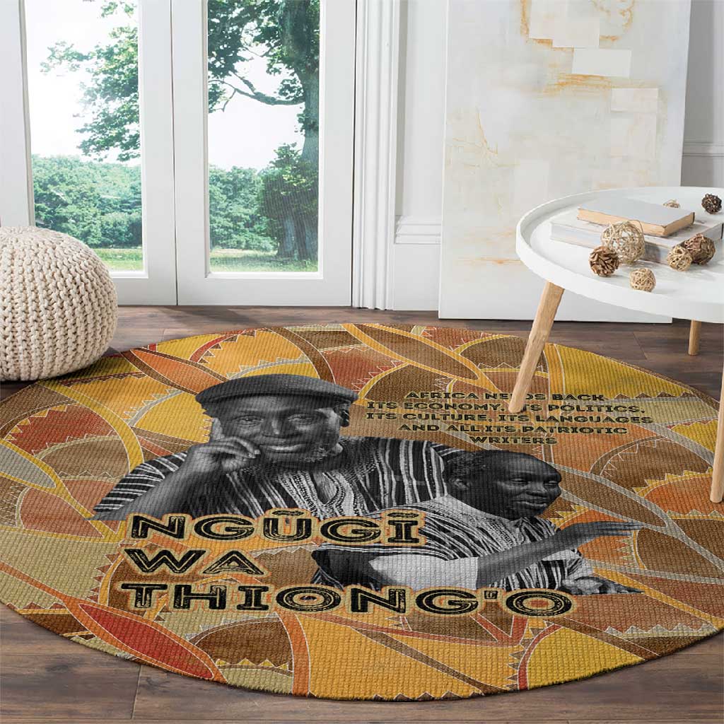 Ngugi wa Thiong O Round Carpet African Literary Icon Portrait Cultural Revival - African Pride