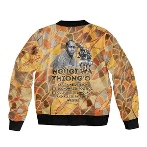 Ngugi wa Thiong O Sleeve Zip Bomber Jacket African Literary Icon Portrait Cultural Revival - African Pride
