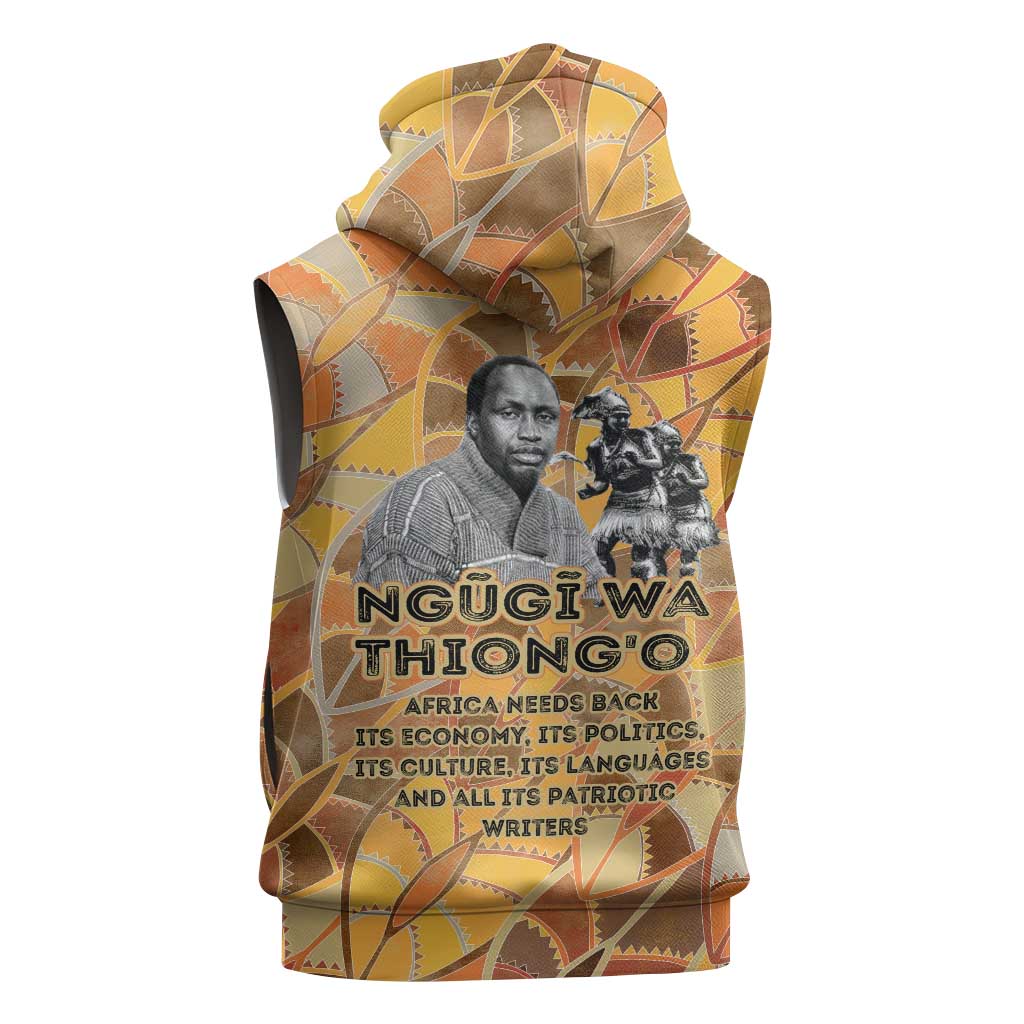 Ngugi wa Thiong O Sleeveless Hoodie African Literary Icon Portrait Cultural Revival - African Pride
