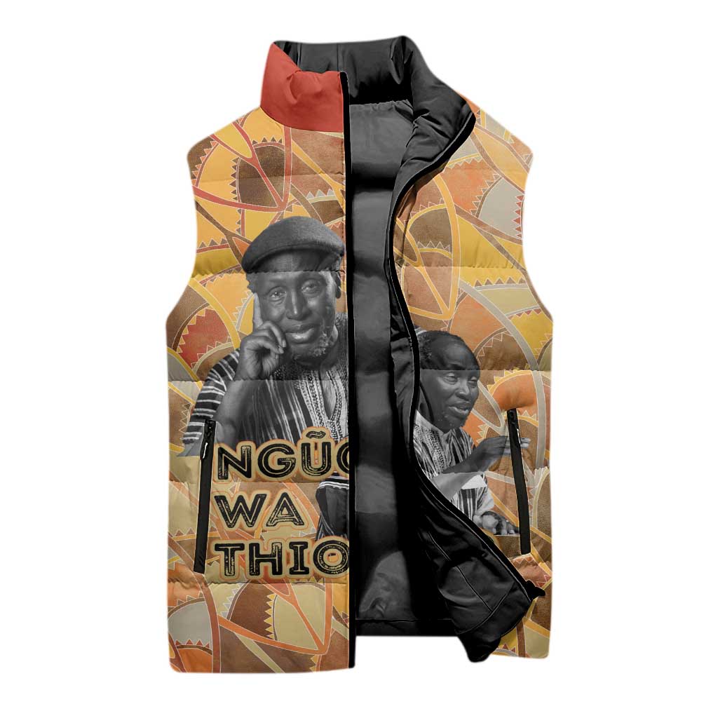 Ngugi wa Thiong O Sleeveless Puffer Jacket African Literary Icon Portrait Cultural Revival - African Pride