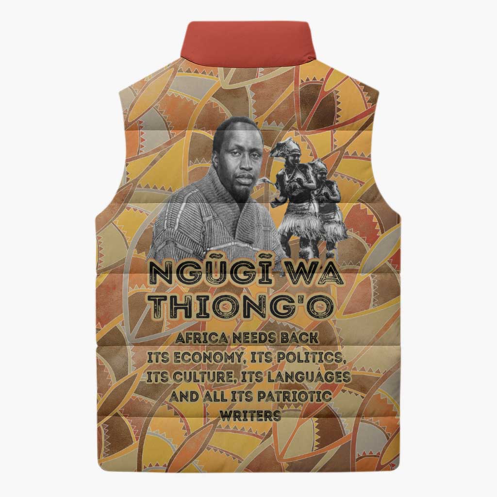 Ngugi wa Thiong O Sleeveless Puffer Jacket African Literary Icon Portrait Cultural Revival - African Pride