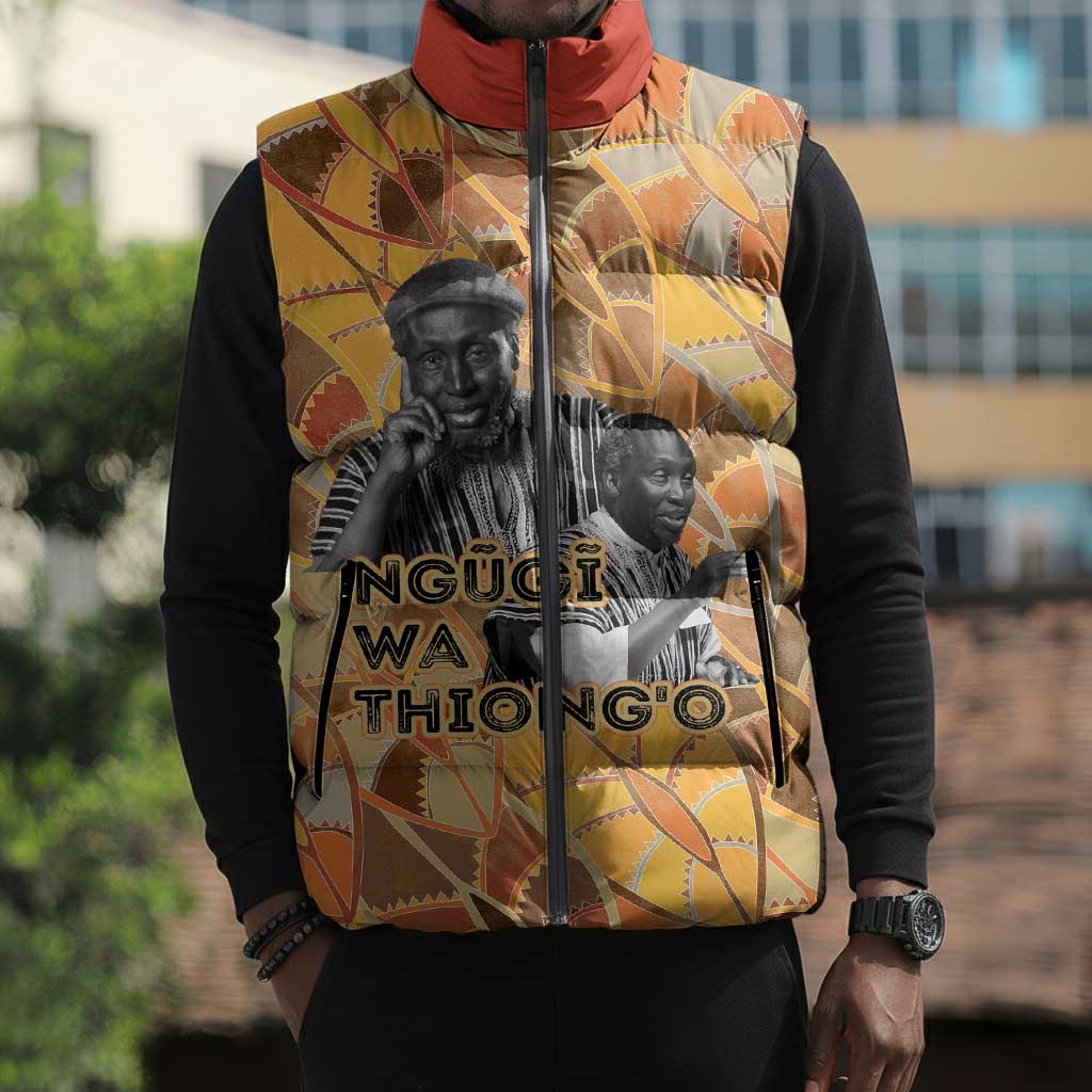 Ngugi wa Thiong O Sleeveless Puffer Jacket African Literary Icon Portrait Cultural Revival - African Pride