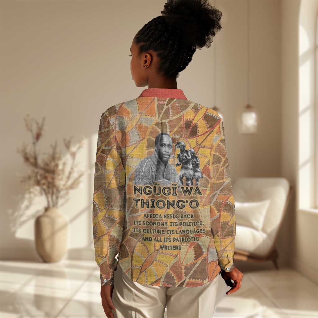 Ngugi wa Thiong O Women Casual Shirt African Literary Icon Portrait Cultural Revival - African Pride