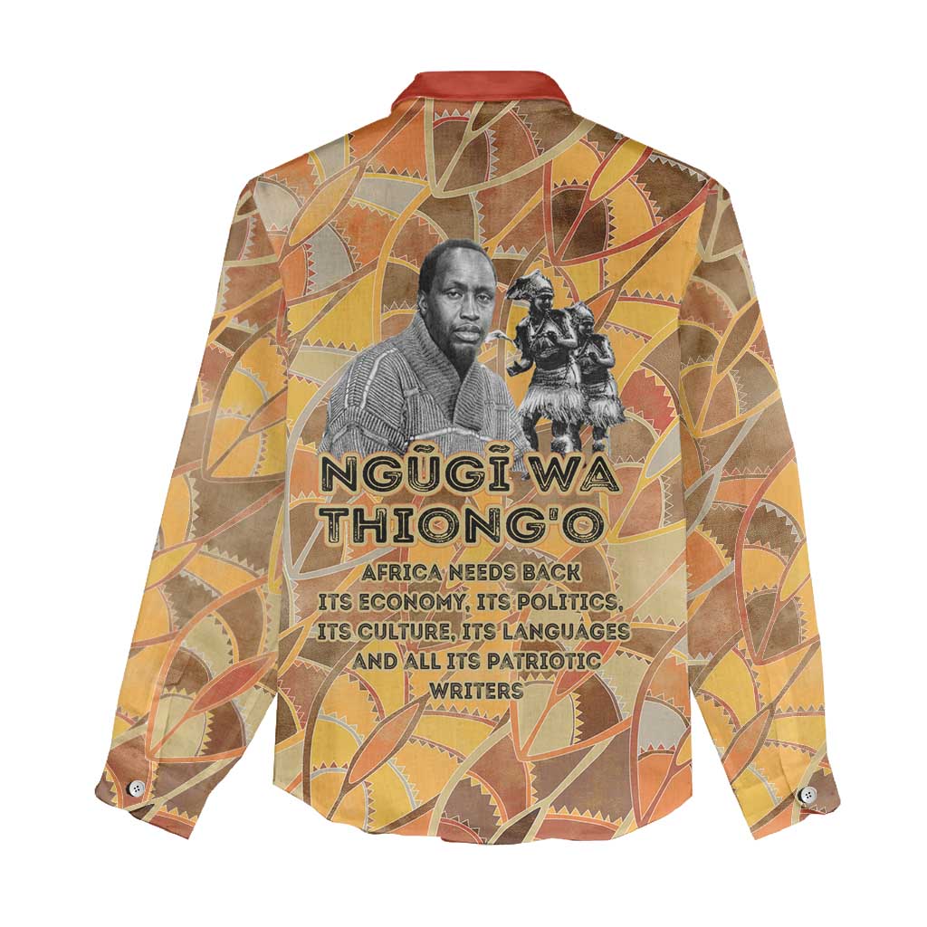 Ngugi wa Thiong O Women Casual Shirt African Literary Icon Portrait Cultural Revival - African Pride