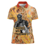 Ngugi wa Thiong O Women Polo Shirt African Literary Icon Portrait Cultural Revival - African Pride