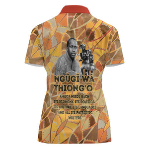 Ngugi wa Thiong O Women Polo Shirt African Literary Icon Portrait Cultural Revival - African Pride