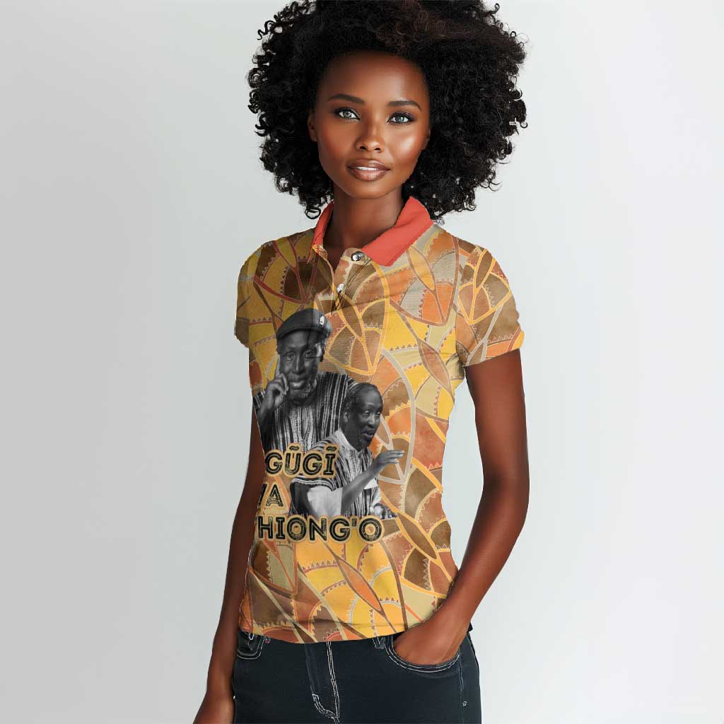Ngugi wa Thiong O Women Polo Shirt African Literary Icon Portrait Cultural Revival - African Pride