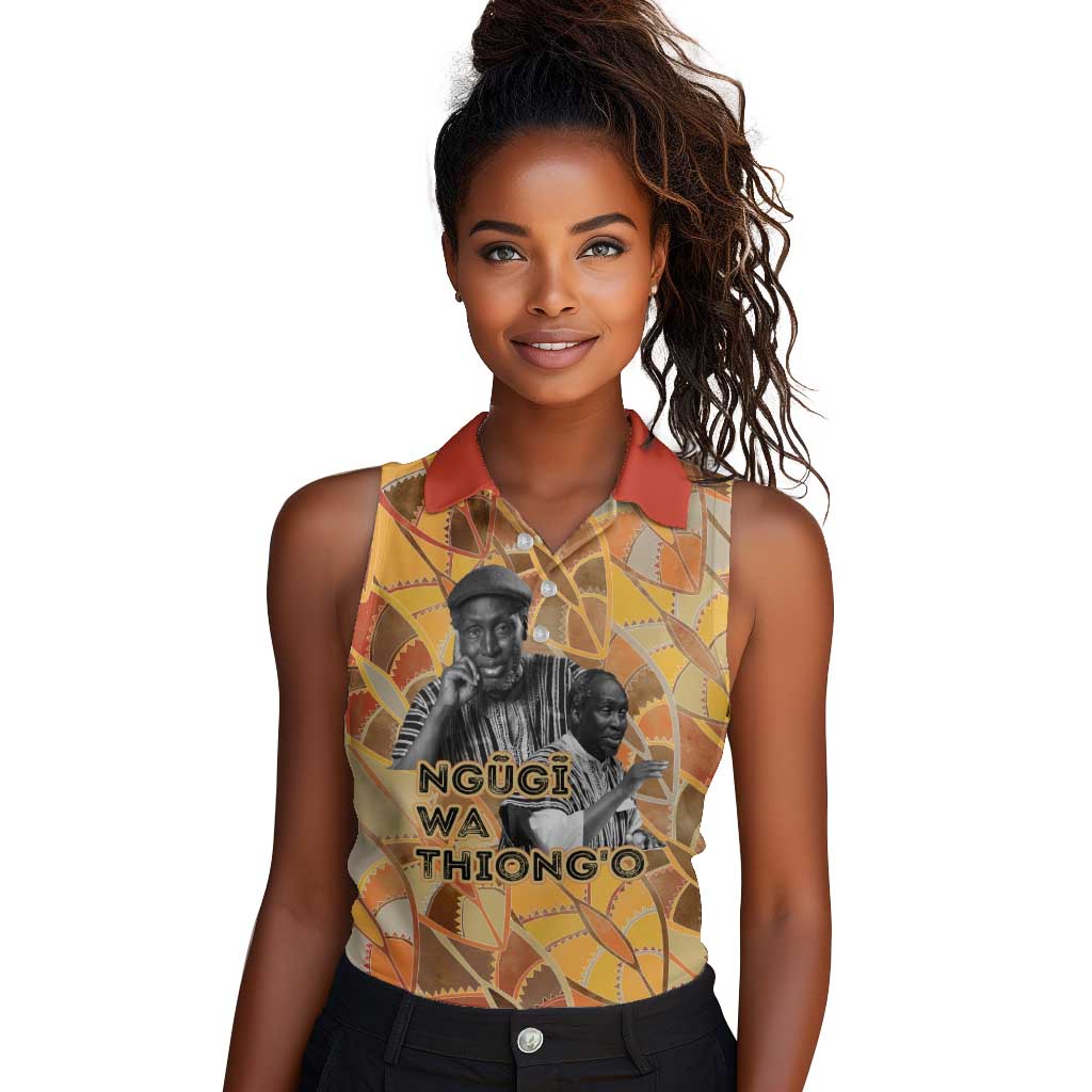 Ngugi wa Thiong O Women Sleeveless Polo Shirt African Literary Icon Portrait Cultural Revival - African Pride