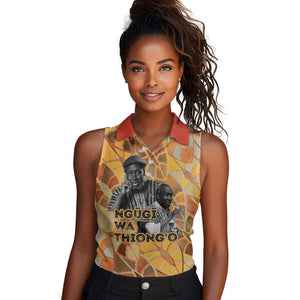 Ngugi wa Thiong O Women Sleeveless Polo Shirt African Literary Icon Portrait Cultural Revival - African Pride