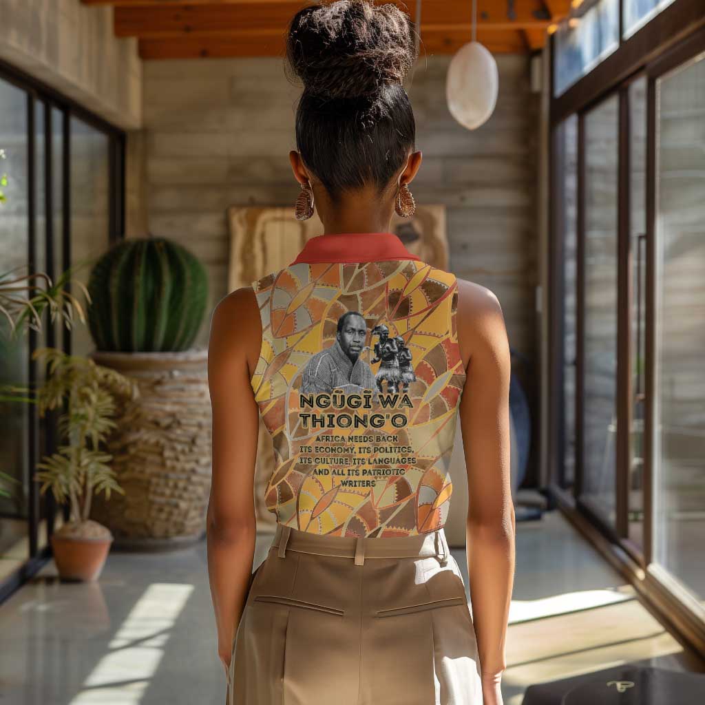 Ngugi wa Thiong O Women Sleeveless Polo Shirt African Literary Icon Portrait Cultural Revival - African Pride