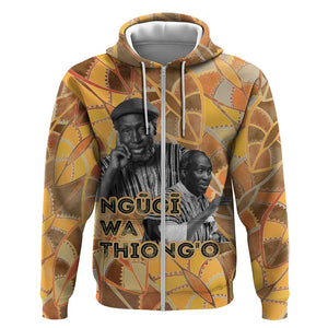 Ngugi wa Thiong O Zip Hoodie African Literary Icon Portrait Cultural Revival - African Pride