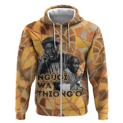 Ngugi wa Thiong O Zip Hoodie African Literary Icon Portrait Cultural Revival - African Pride