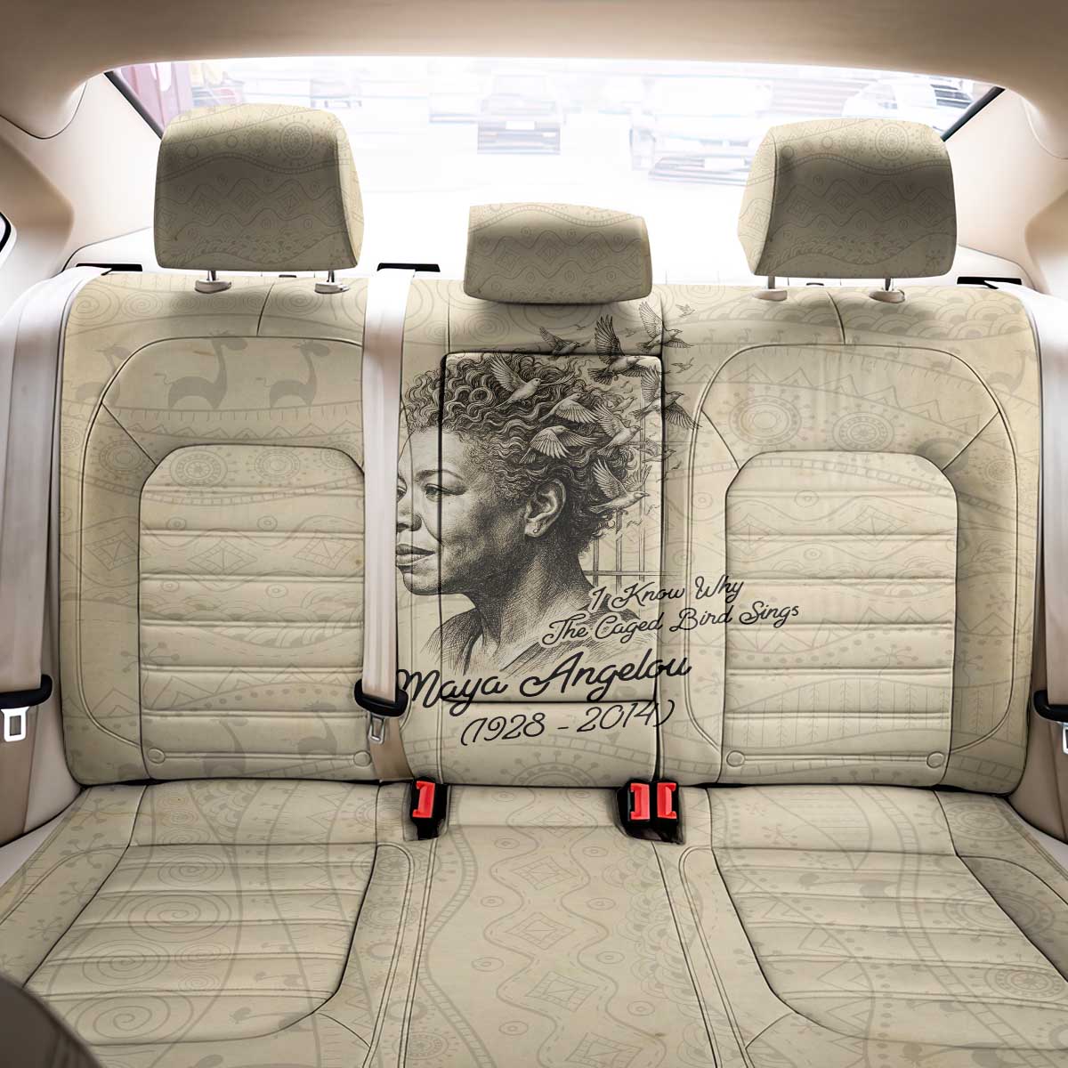 Maya Angelou Back Car Seat Cover I Know Why The Caged Bird Sings - African Pride