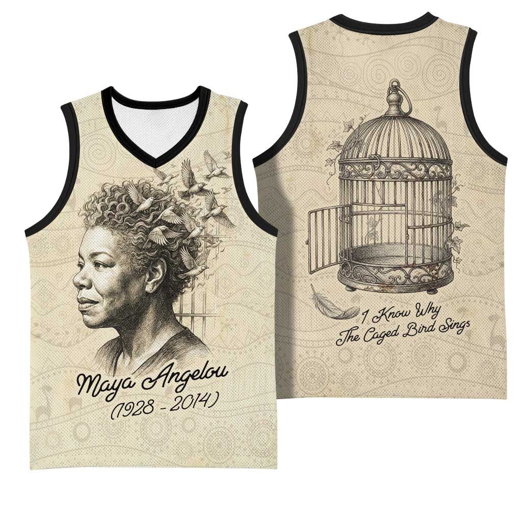 Maya Angelou Basketball Jersey I Know Why The Caged Bird Sings - African Pride