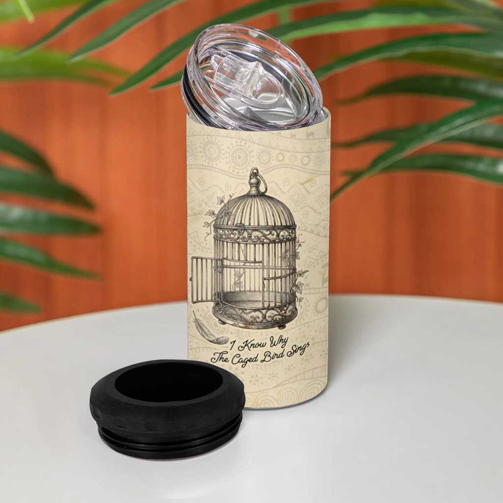 Maya Angelou 4 in 1 Can Cooler Tumbler I Know Why The Caged Bird Sings - African Pride