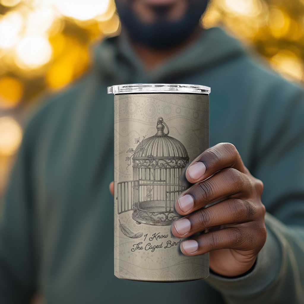 Maya Angelou 4 in 1 Can Cooler Tumbler I Know Why The Caged Bird Sings - African Pride