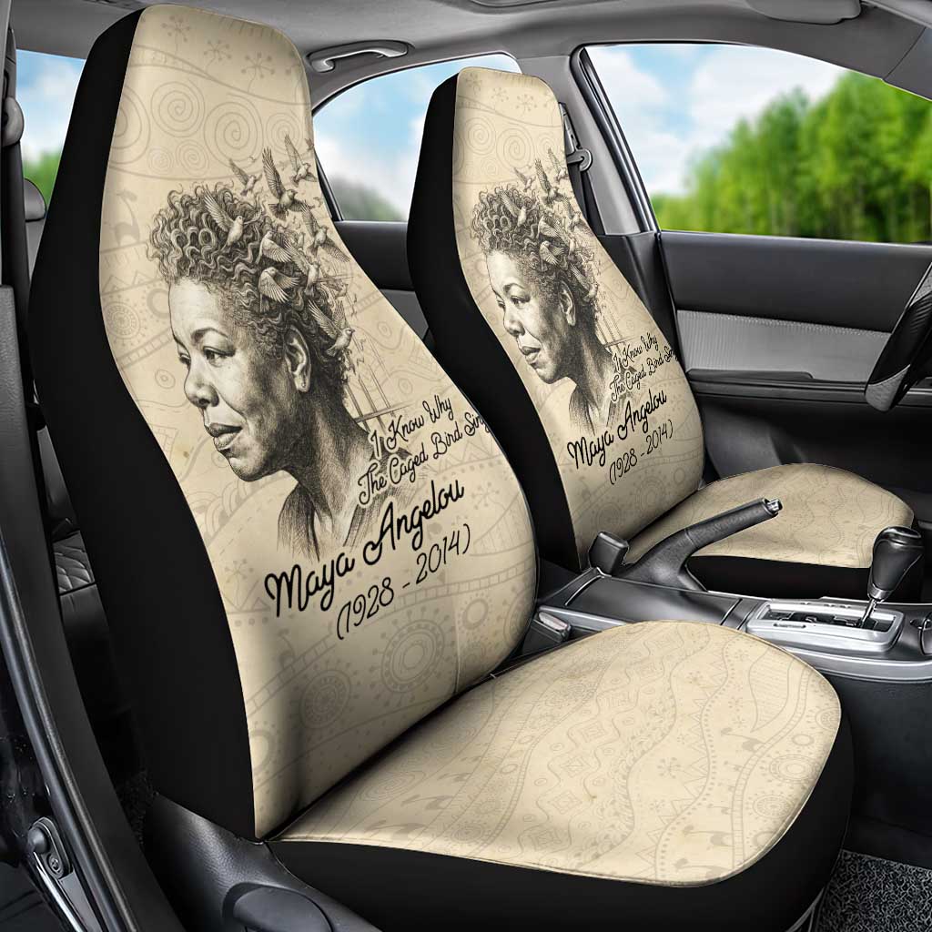 Maya Angelou Car Seat Cover I Know Why The Caged Bird Sings - African Pride