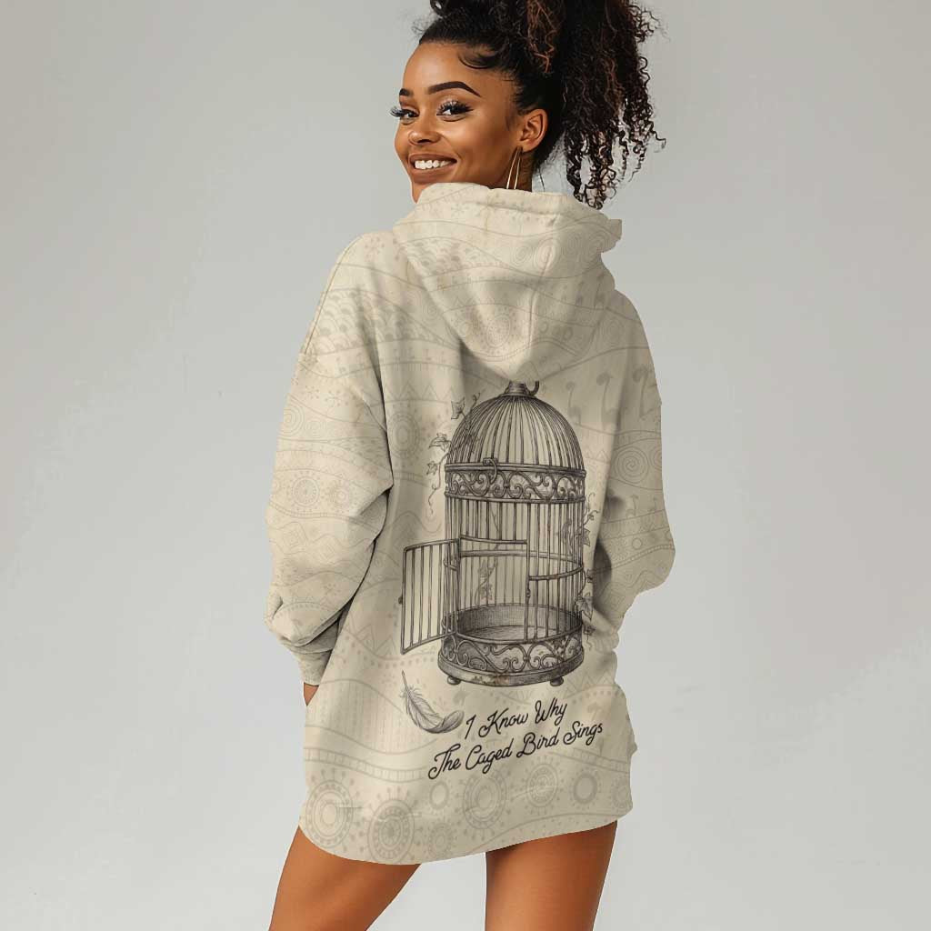 Maya Angelou Hoodie Dress I Know Why The Caged Bird Sings - African Pride